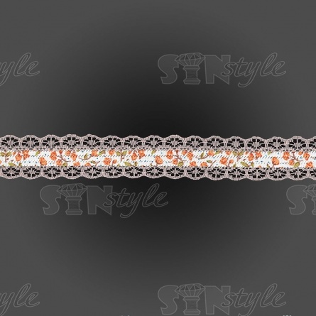 Декоративная лента на кружевной основе с цветочным принтом, цвет розовый, ширина 30 мм, намотка 20 ярдов фото 2