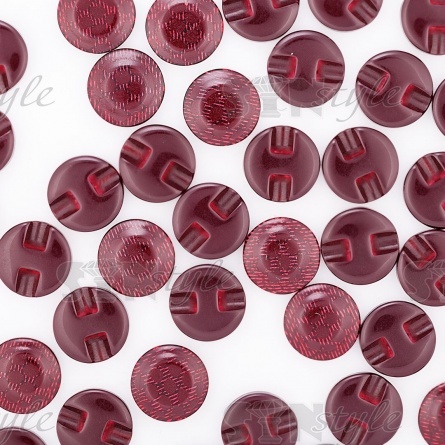 Пуговица пластиковая на полуножке, размер 24L, бордовая с блестками фото 3
