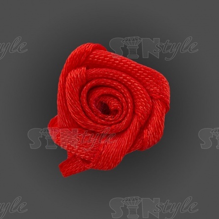 Цветочек из атласной ленты, красный, размер 15 мм, фото 2