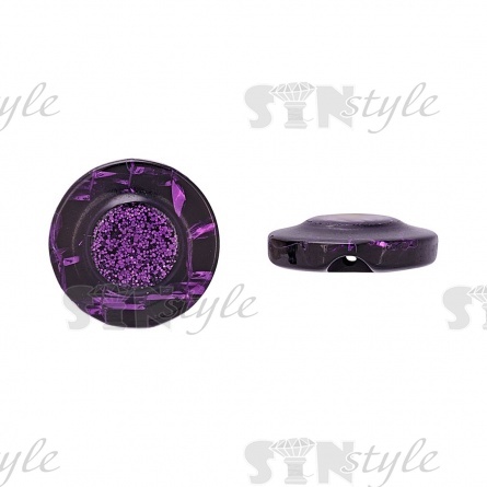 Пуговица пластиковая на полуножке, размер 34L, цвет фиолетовый с блестками фото 1