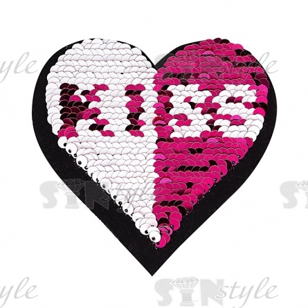 Термоаппликация "Сердце" с пайетками, размер 90х85 мм фото 3