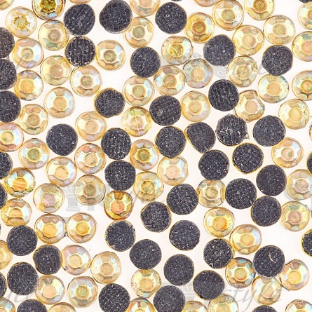 Стразы термоклеевые акриловые SS16, цвет желтый радужный (голография), 500гр/уп  фото 3