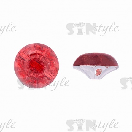 Пуговица на полуножке, размер 20L, в форме полусферы, цвет красный прозрачный фото 1