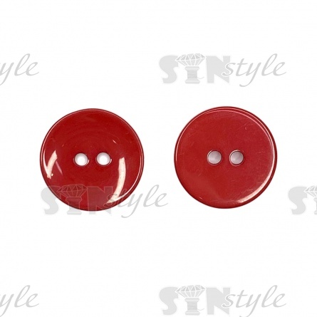 Пуговица пластиковая на два прокола, размер 40L, цвет красный фото 1