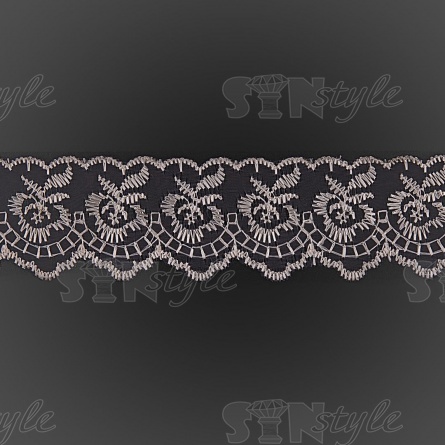 Кружево декоративное, нежная вышивка на тонкой капроновой основе, ширина 40 мм, цвет шампань (84), намотка 10 ярдов фото 1