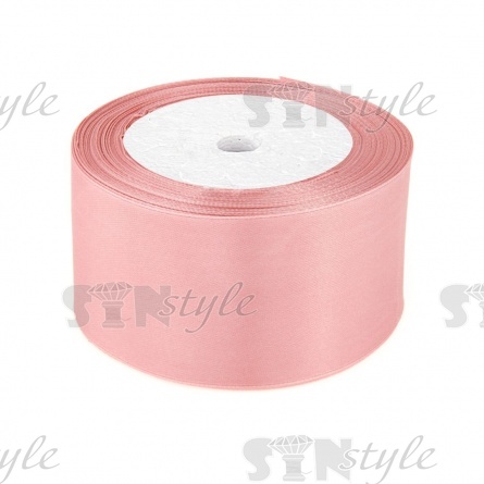 Декоративная лента атласная, ширина 50 мм, намотка 25 ярдов,  цвет пыльно-розовый (№075) фото 1