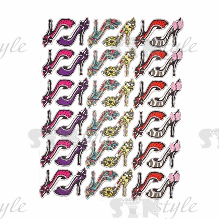 Термоаппликация "Туфелька" из стеклянных страз, размер 70х65 мм, 36 шт на листе, лист 240х400 мм фото 1