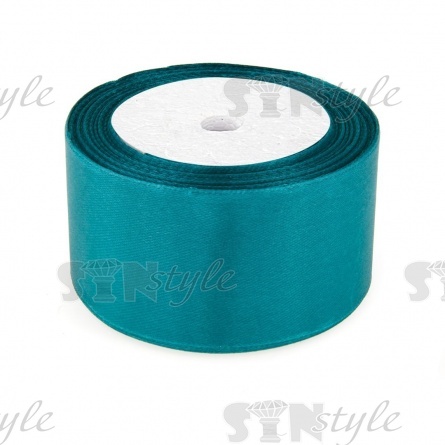 Декоративная лента атласная, ширина 50 мм, длина 25 ярдов, цвет темно-бирюзовый (№164) фото 1