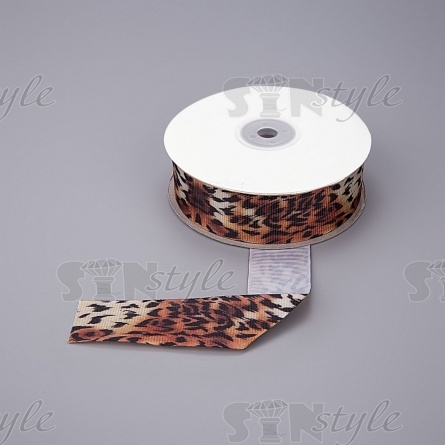 Лента репсовая, с анималистическим принтом, ширина 25 мм, намотка 20 ярдов фото 1