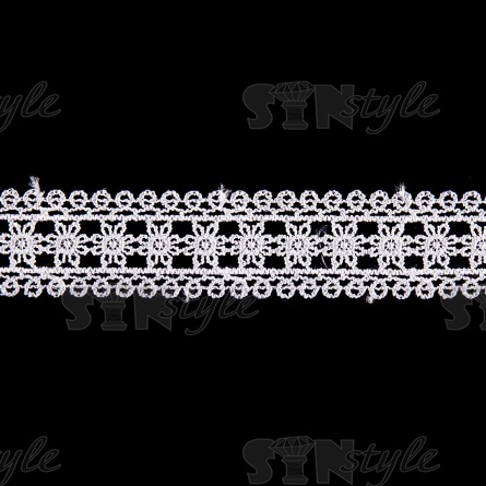 Кружево ажурное с нежным цветочным узором, ширина 30 мм, цвет белый, намотка 10 ярдов  фото 1