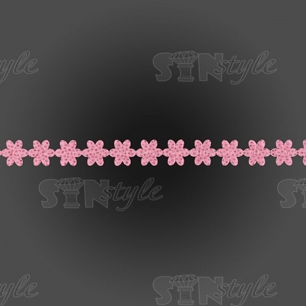 Декоративная лента из цветочков, цвет темно-розовый, ширина 20 мм, намотка 20 ярдов фото 2