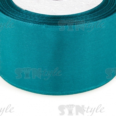 Декоративная лента атласная, ширина 50 мм, длина 25 ярдов, цвет темно-бирюзовый (№164) фото 2