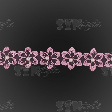 Цветочки из капроновой ленты, размер 30 мм, намотка 20 ярдов, цвет сиренево-розовый (№34)  фото 3