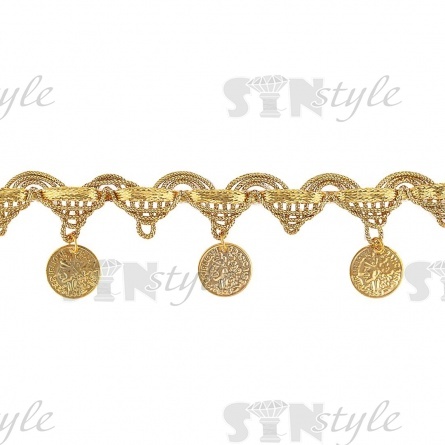 Тесьма отделочная металлизированная, ширина 35 мм, цвет золотой, намотка 15 ярдов фото 1