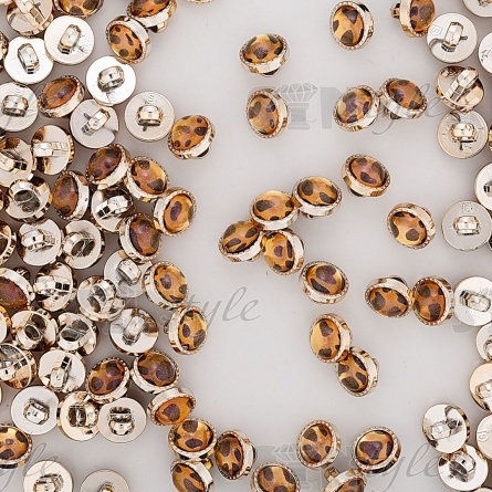 Пуговица пластиковая на ножке, круглой формы, размер 18L, основа золотая с вставкой желтого цвета фото 3