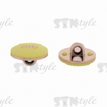 Пуговица пластиковая на ножке круглой формы, золотая основа с желтой шляпкой, размер 28L фото 2