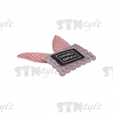 Аппликация 3D "Ушки", цвет серый+грязно-розовый, размер 35х37 мм фото 2