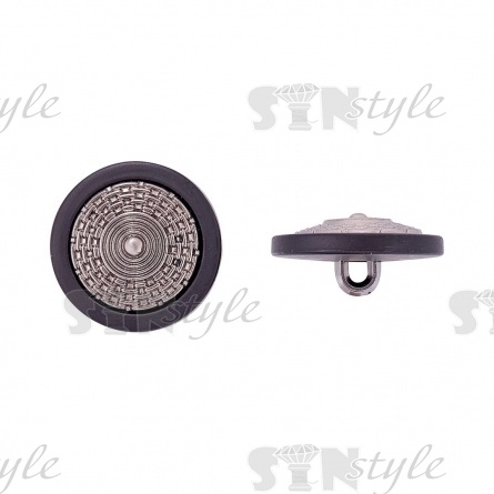 Пуговица пластиковая 36L, цвет темный никель+черный фото 1