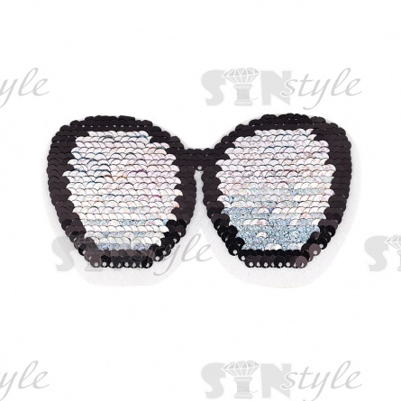 Термоаппликация перевертыш из двухсторонних пайеток "Очки", размер 123х68 мм фото 2