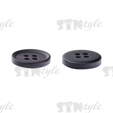 Пуговица пластиковая на четыре прокола, размер 24L, цвет черный/бордовый фото 3