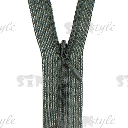 Молния спираль, тип 3, потайная, неразъемная, основа капрон, длина 50 см, цвет 265 (темно-зеленый), бегунок цвета основы фото 2