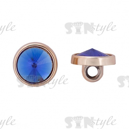Пуговица пластиковая на ножке, цвет золотой+синий, размер 20L фото 1