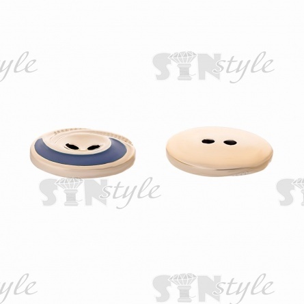 Пуговица пластиковая на два прокола, золотая с синим, 28L фото 4