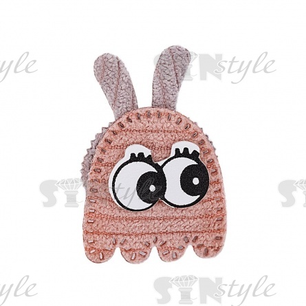 Аппликация 3D "Зайчик", цвет грязно-розовый+серый, размер 23х43 мм фото 1