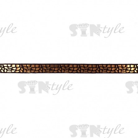 Отделочная тесьма с объемным тиснением фольгой, ширина 20 мм, черная основа с золотой фольгой, намотка 10 ярдов фото 2