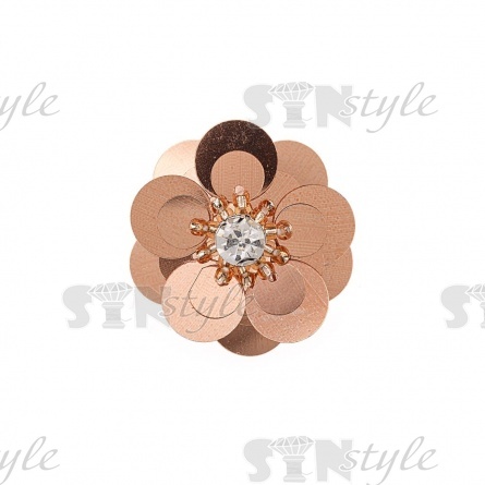 Аппликация с элементами из бисера и страз, цвет золотой, диаметр 30 мм фото 1