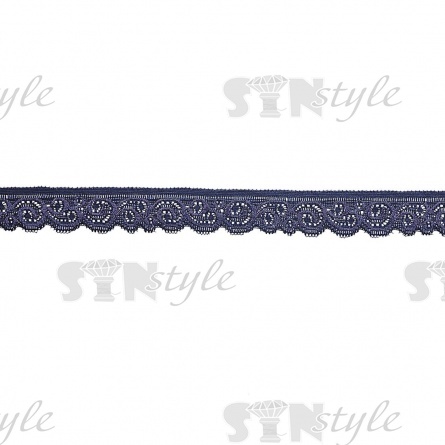 Кружево эластичное, ширина 25 мм, цвет темно-синий, намотка 30 ярдов фото 1