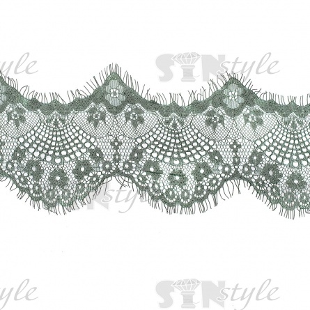 Кружево "Французское", ширина 115 мм, цвет хаки, длина 3 метра фото 1