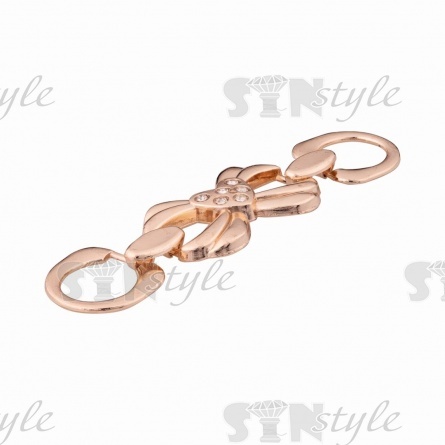 Декоративное украшение пришивное металлическое, цвет золото+белые стразы, размер 75х20 мм фото 2