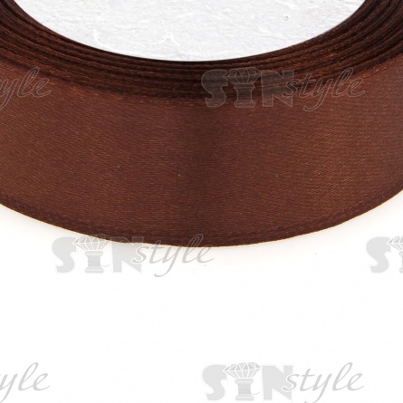 Декоративная лента атласная, ширина 25 мм, 25 Y, цвет коричневый фото 2