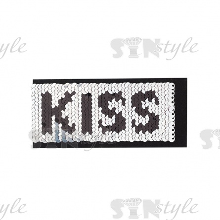 Термоаппликация-перевертыш из двухсторонних пайеток "KISS", размер 112х50 мм фото 2