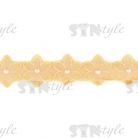 Цветочки из капроновой ленты, размер 30 мм, намотка 20 ярдов, цвет желтый фото 3