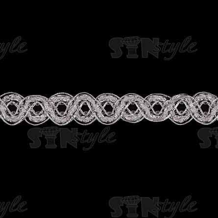 Тесьма отделочная металлизированная, ширина 15 мм, цвет серебро, намотка 15 ярдов фото 1