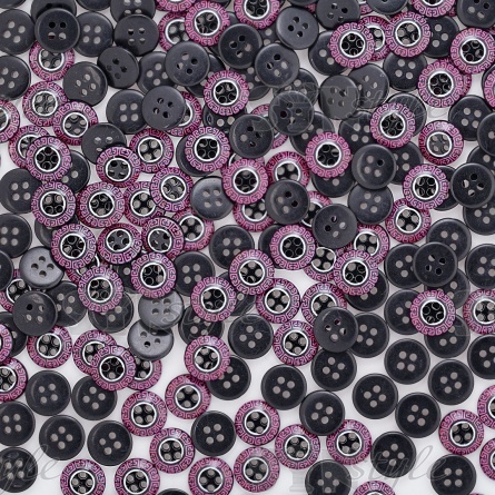 Пуговица пластиковая на четыре прокола, размер 18L, цвет черны/малиновый фото 4