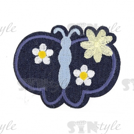 Термоаппликация "Бабочка", размер 80х62 мм, цвет темно-синий фото 1