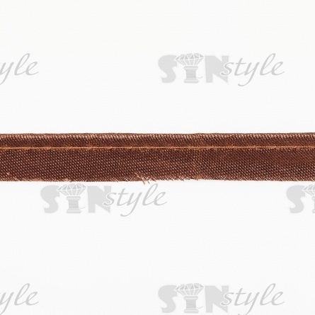 Кант атласный, ширина 10 мм, цвет коричневый (029), намотка 72 ярда фото 2