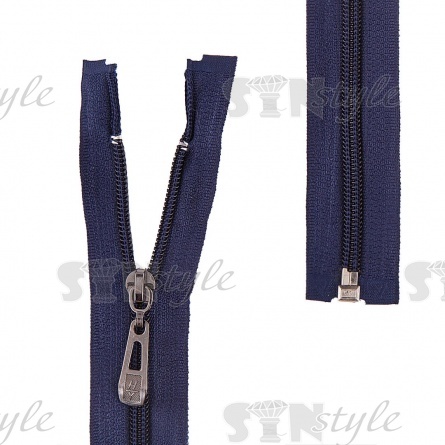 Молния спираль, тип 5, разъемная, длина 85 см, цвет 330 (темно-синий), бегунок темный никель фото 1