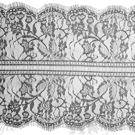 Кружево "Французское", ширина 280 мм, цвет черный, длина 3 метра фото 1