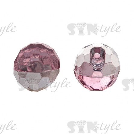 Пуговица на полуножке, размер 20L, в форме шара, цвет грязно-розовый прозрачный фото 1