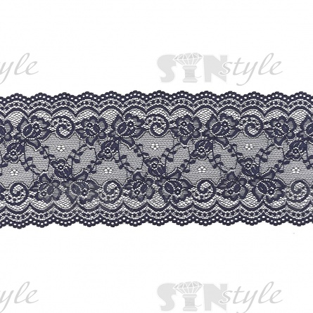 Кружево эластичное, ширина 152 мм, цвет темно-синий, намотка 15 ярдов фото 2
