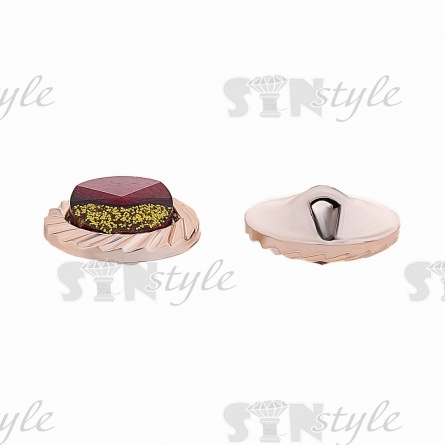 Пуговица пластиковая на полуножке, размер 28L, круглой формы, цвет золотой+бордовый фото 2