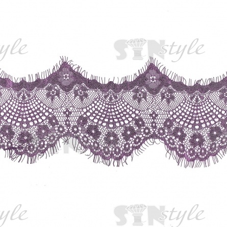 Кружево "Французское", ширина 115 мм, цвет фиолетовый, длина 3 метра фото 1