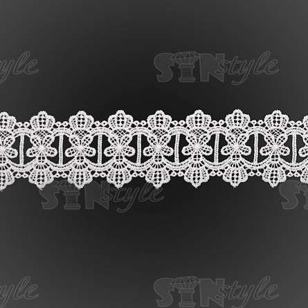 Кружево ажурное с цветочнм орнаментом и фестонами по краям, ширина 50 мм, цвет кипенно-белый, намотка 15 ярдов фото 2
