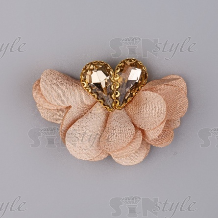 Цветочки декоративные со стразами, цвет бежевый, размер 40х25 мм фото 1