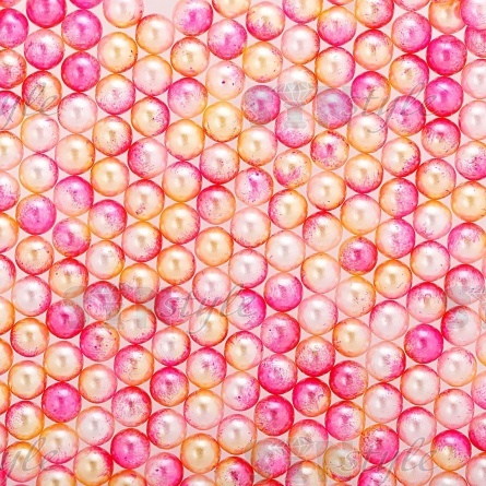 Бусины под жемчуг прибивные с градиентом, размер 6 мм, цвет ярко-розовый с желтым, вес 500 г  фото 1