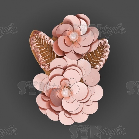 Аппликация с элементами из бисера, цвет шампань, размер 90х105 мм фото 1